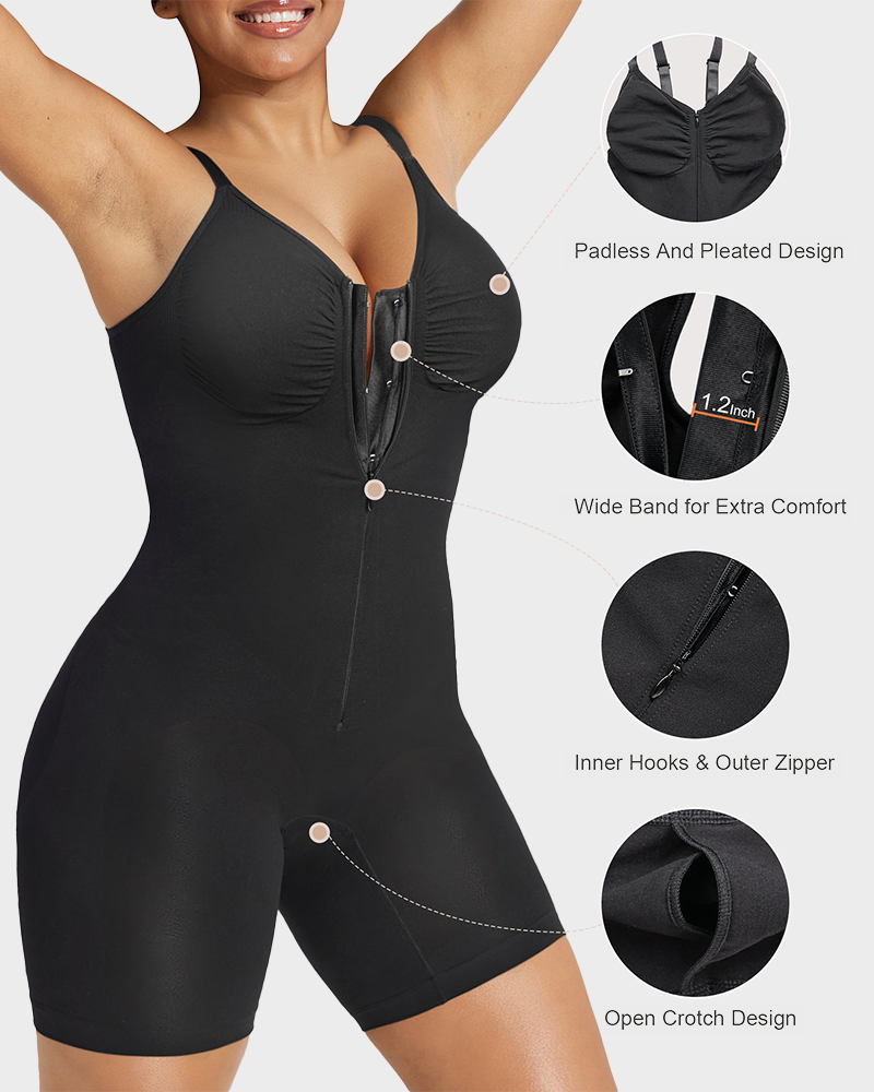 Shapewear for Women Tummy Control Bodysuit Zip-Up