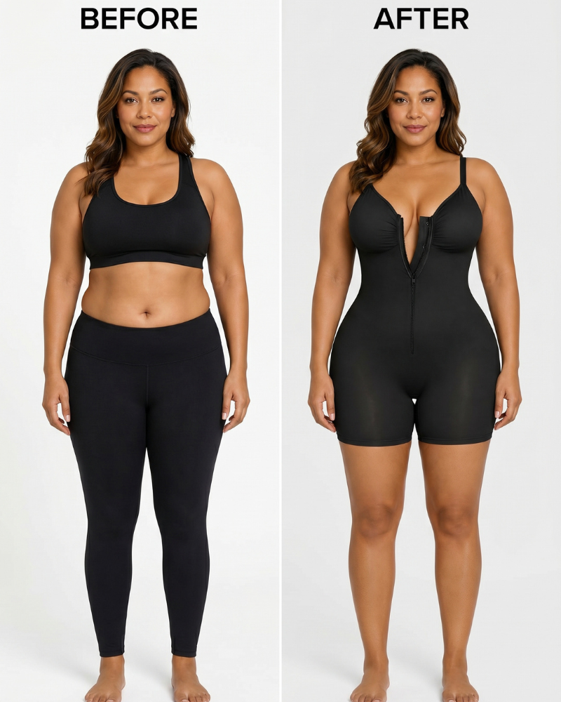 Shapewear for Women Tummy Control Bodysuit Zip-Up